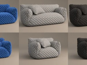 nuvola sofa 3 sizes 3D Model