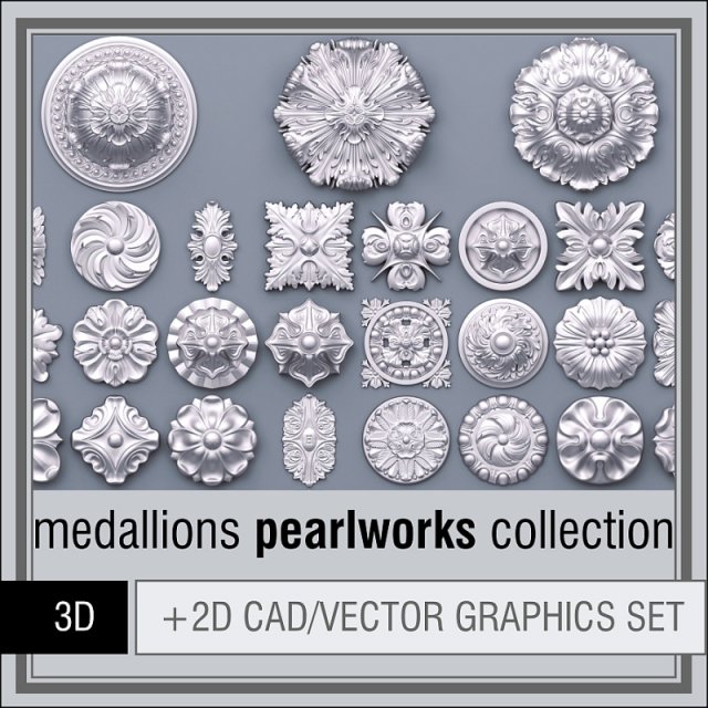 pearlworks medallions collection 3D 模型 .c4d .max .obj .3ds .fbx .stl .blend 