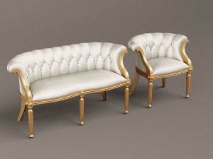 louis xv armchair and sofa 3D मॉडल