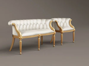louis xv armchair and sofa 3D Model