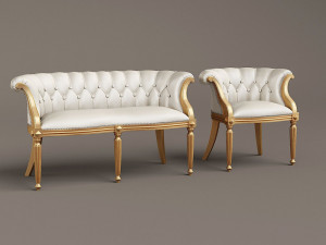 louis xv armchair and sofa 3D मॉडल