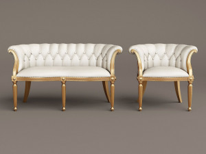 louis xv armchair and sofa 3D मॉडल