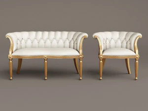 louis xv armchair and sofa 3D Model