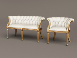 louis xv armchair and sofa 3D मॉडल