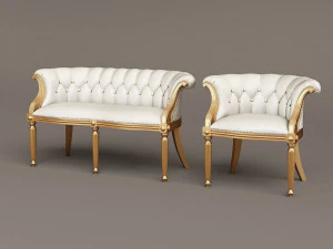 louis xv armchair and sofa 3D Model