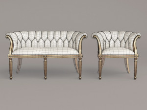 louis xv armchair and sofa 3D मॉडल