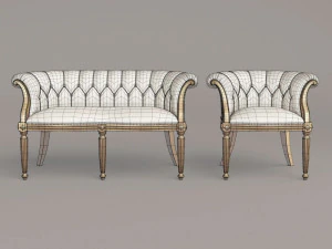 louis xv armchair and sofa 3D Model