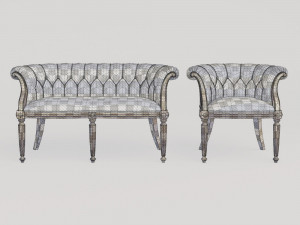 louis xv armchair and sofa 3D मॉडल