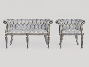louis xv armchair and sofa 3D Model