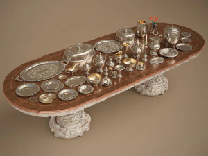 set di servizi in argento midpoly da 44 articoli Modello 3D