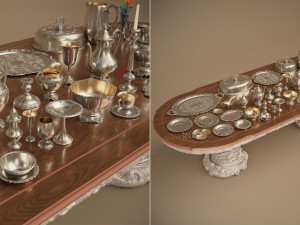 midpoly silver holloware service set 44 items 3D Модель