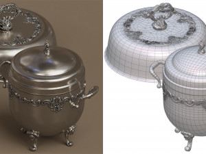 midpoly silver holloware service set 44 items 3D Модель