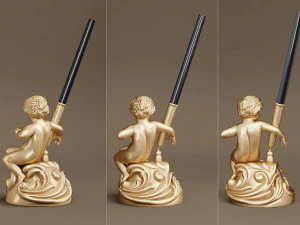 3d cherub pen holder model 3D Model