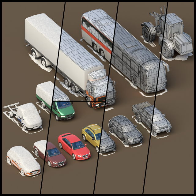 generic cars snow covered collection 3Dモデル .c4d .max .obj .3ds .fbx .stl .blend 