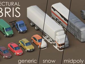 generic cars snow covered collection 3D Model