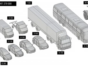 generic cars snow covered collection 3D Model
