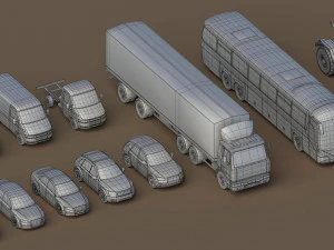 generic cars snow covered collection 3D Model