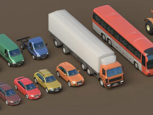 generic cars snow covered collection 3D Model