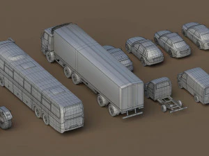 generic cars snow covered collection 3D Model