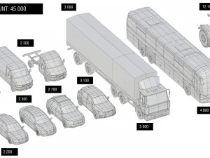 generic cars snow covered collection 3D Model