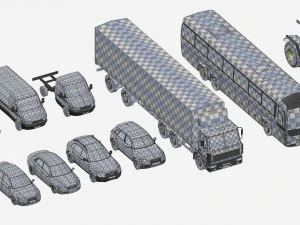 generic cars snow covered collection 3D Model