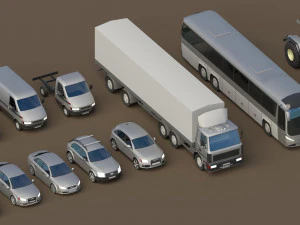 generic cars snow covered collection 3D Model
