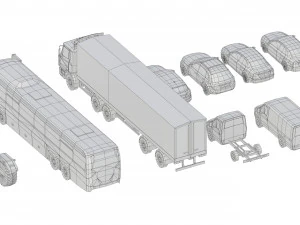 generic cars snow covered collection 3D Model