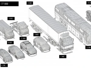 generic cars snow covered collection 3D Model