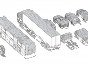 generic cars snow covered collection 3Dモデル