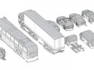 generic cars snow covered collection 3D Model