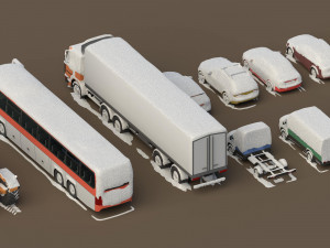 generic cars snow covered collection 3Dモデル