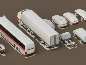 generic cars snow covered collection 3D Model