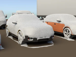 generic cars snow covered collection 3D Model