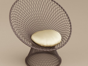 3d wicker peacock chair 1950s Model 3D