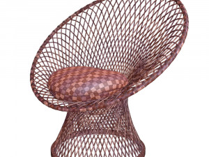 3d wicker peacock chair 1950s Model 3D