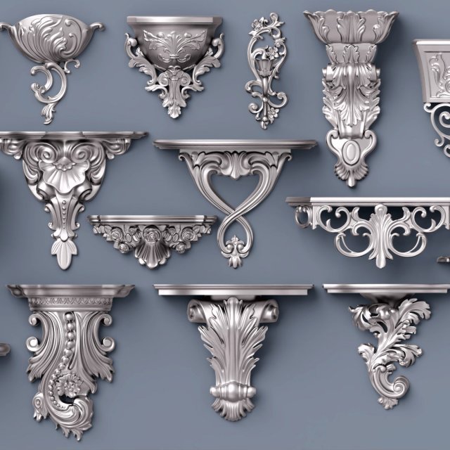 wall consoles 18 items collection Model 3D .c4d .max .obj .3ds .fbx .stl .blend 