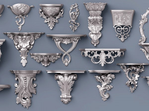 wall consoles 18 items collection Model 3D