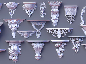 wall consoles 18 items collection Model 3D