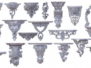 wall consoles 18 items collection Model 3D