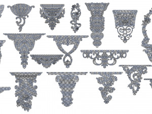 wall consoles 18 items collection Model 3D