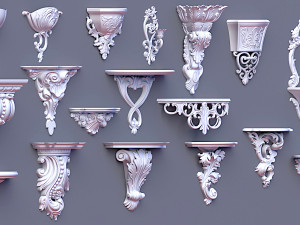 wall consoles 18 items collection Model 3D