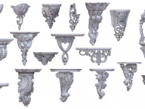wall consoles 18 items collection Model 3D