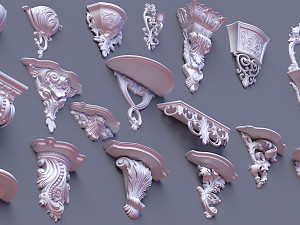 wall consoles 18 items collection Model 3D