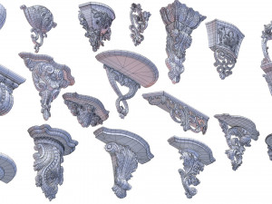wall consoles 18 items collection Model 3D