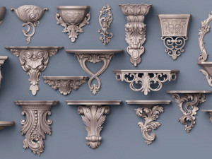 wall consoles 18 items collection Model 3D