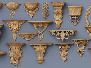 wall consoles 18 items collection Model 3D