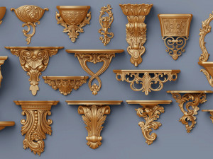 wall consoles 18 items collection Model 3D