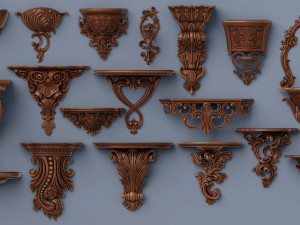 wall consoles 18 items collection Model 3D