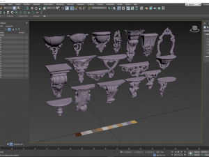wall consoles 18 items collection Model 3D