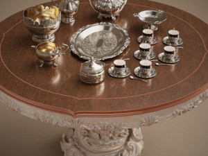 midpoly silver service set 9 items 3D Model